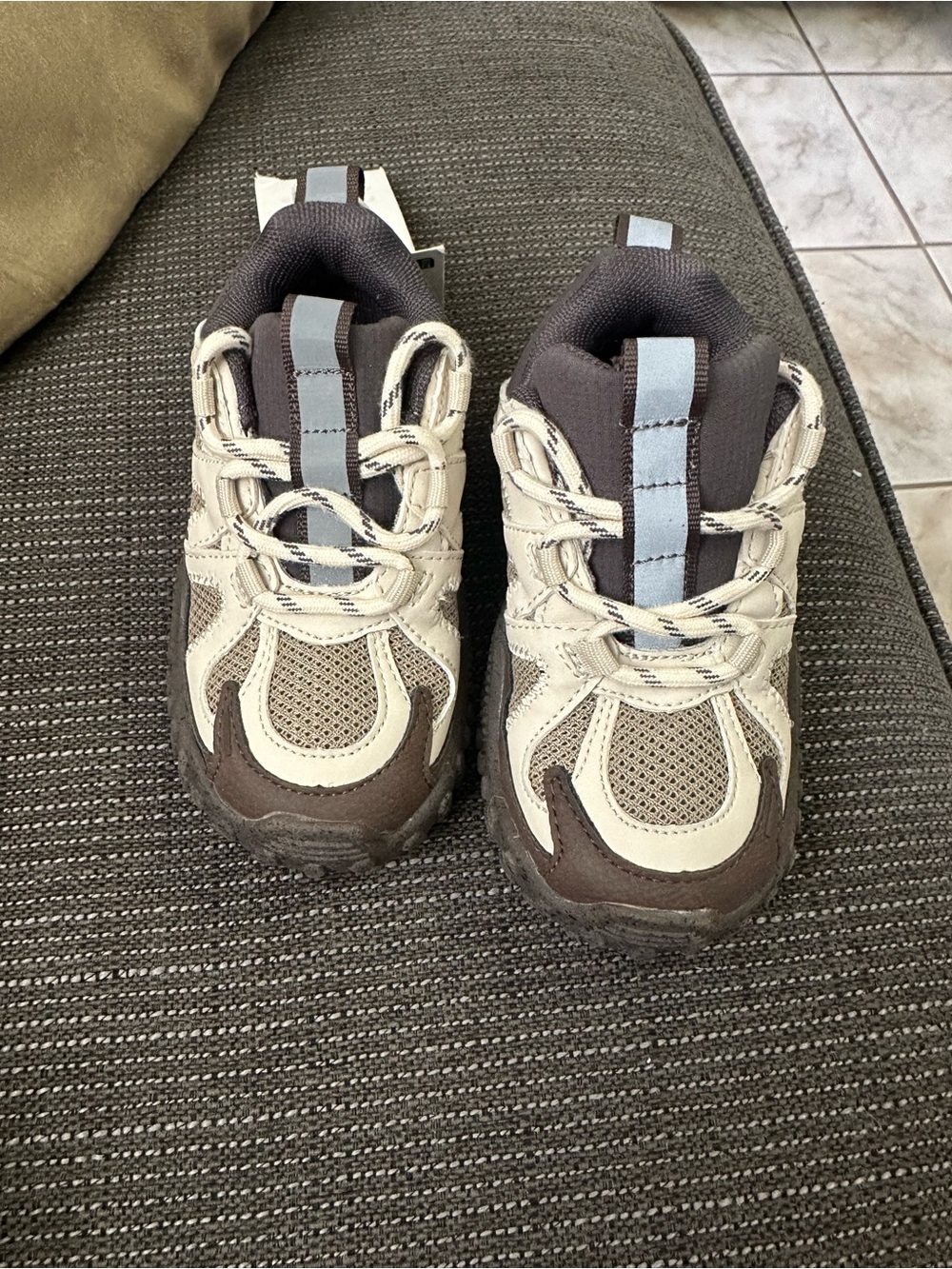 Zara Beige Brown and Light Blue Kids Sneakers